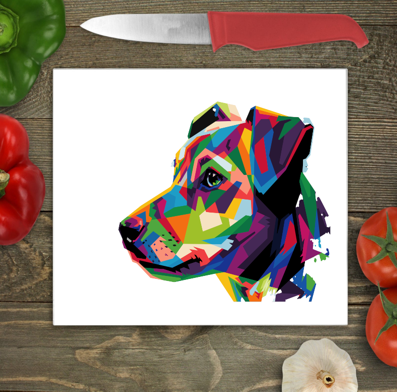 Patterdale Terrier Glass Chopping Board, Patterdale Terrier - Click Image to Close